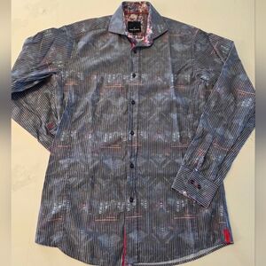 Cotton Microfibre Blend Funky Striped Aztec Daniel Hecher Button Down Shirt